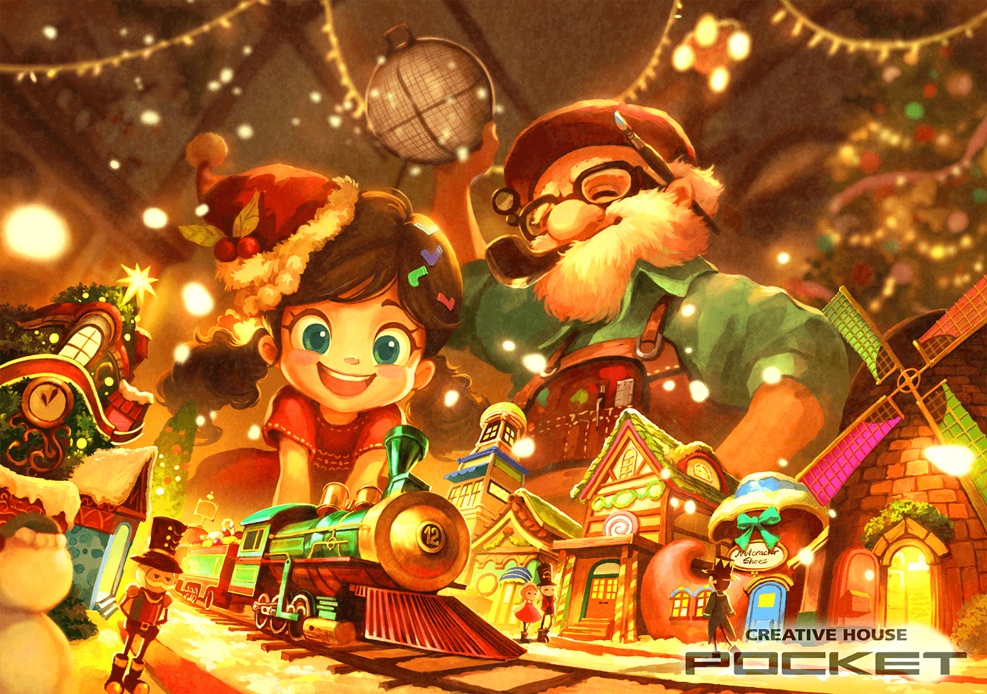 社内制作 22年ポケットオリジナルカレンダー 12月イラスト 有限会社クリエイティブハウスポケット